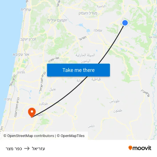 כפר מצר to עזריאל map