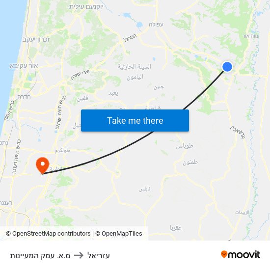 מ.א. עמק המעיינות to עזריאל map