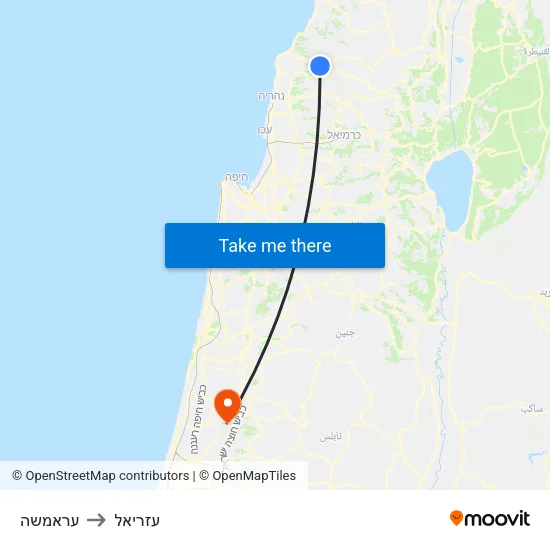 עראמשה to עזריאל map