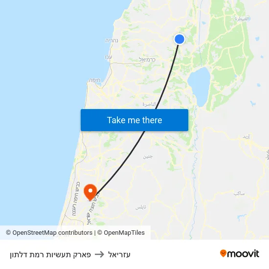 פארק תעשיות רמת דלתון to עזריאל map