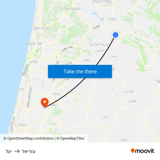 יעל to עזריאל map