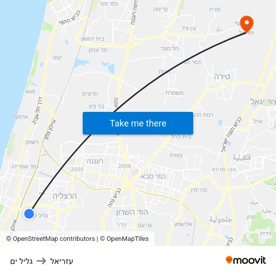 גליל ים to עזריאל map