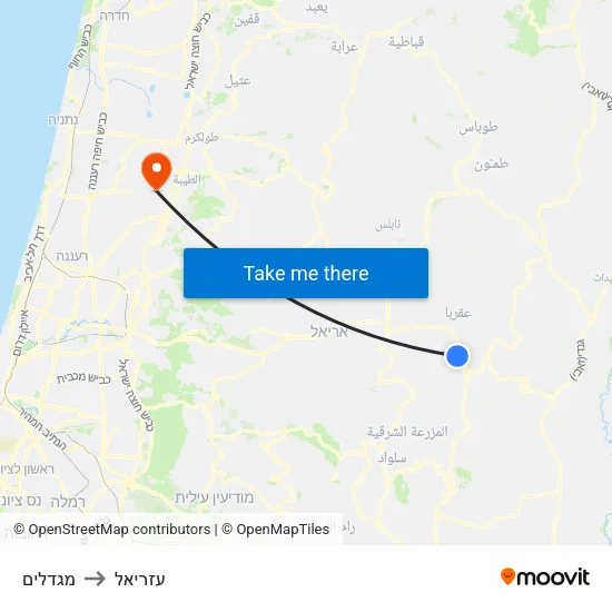 מגדלים to עזריאל map