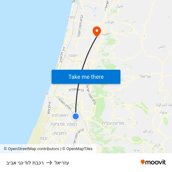 רכבת לוד-גני אביב to עזריאל map