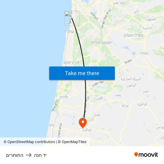 החותרים to יד חנה map