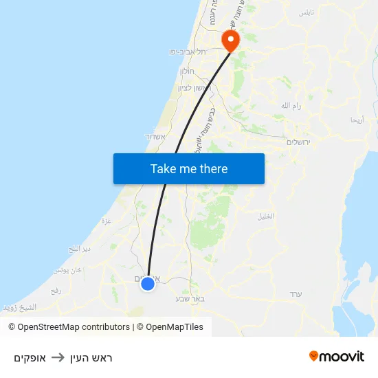 אופקים to ראש העין map