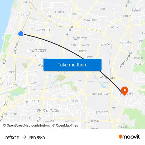 הרצלייה to ראש העין map