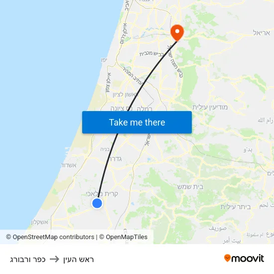 כפר ורבורג to ראש העין map