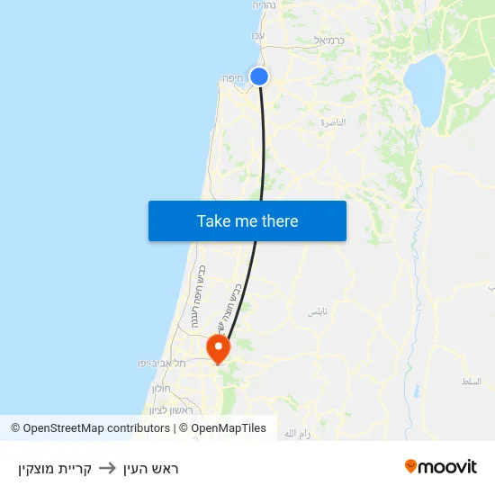 קריית מוצקין to ראש העין map