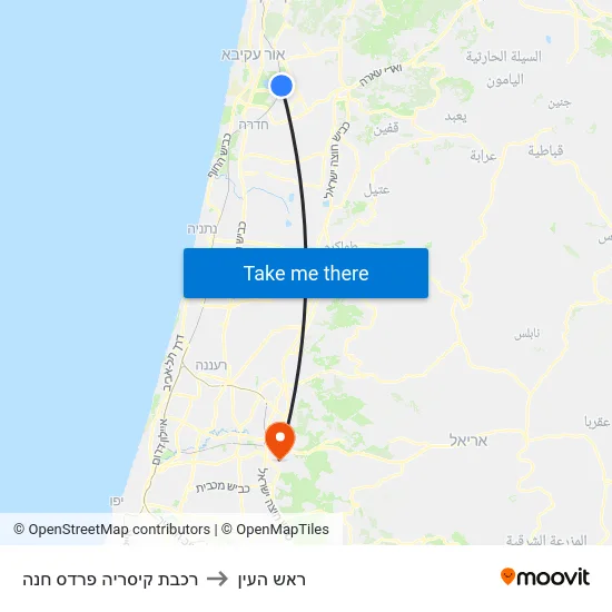 רכבת קיסריה פרדס חנה to ראש העין map