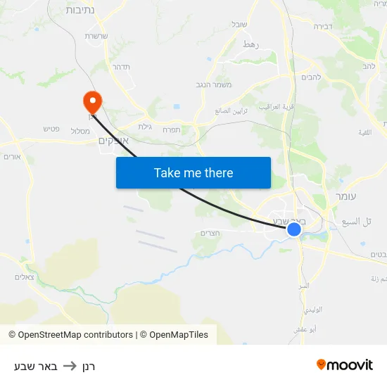 באר שבע to רנן map