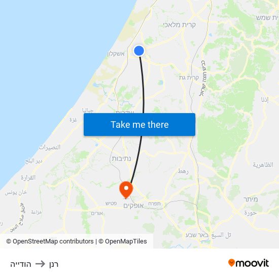 הודייה to רנן map