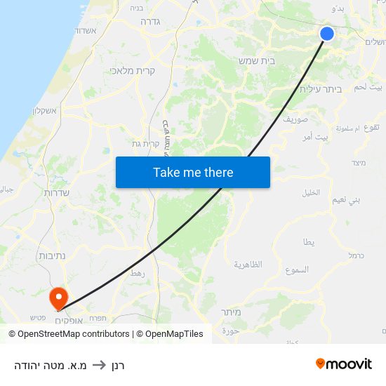 מ.א. מטה יהודה to רנן map