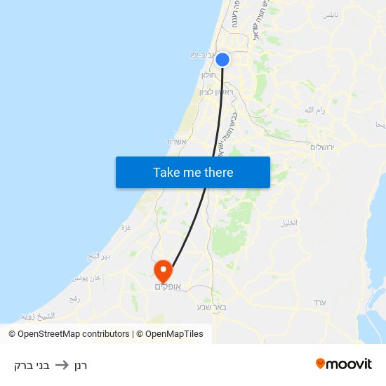 בני ברק to רנן map