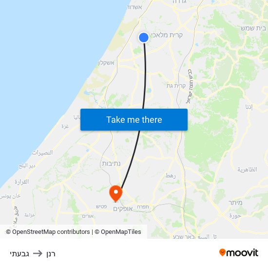 גבעתי to רנן map