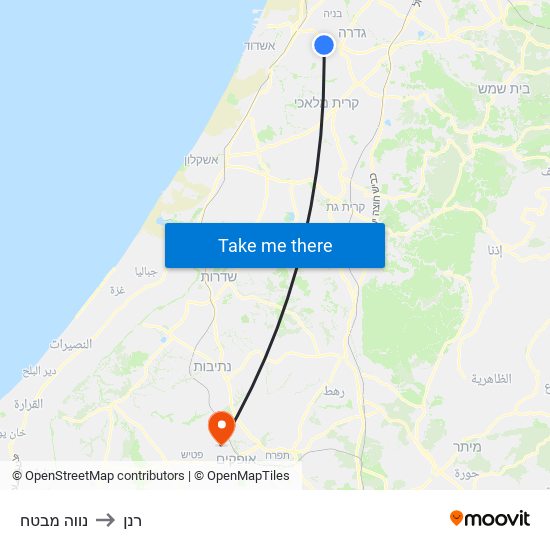 נווה מבטח to רנן map