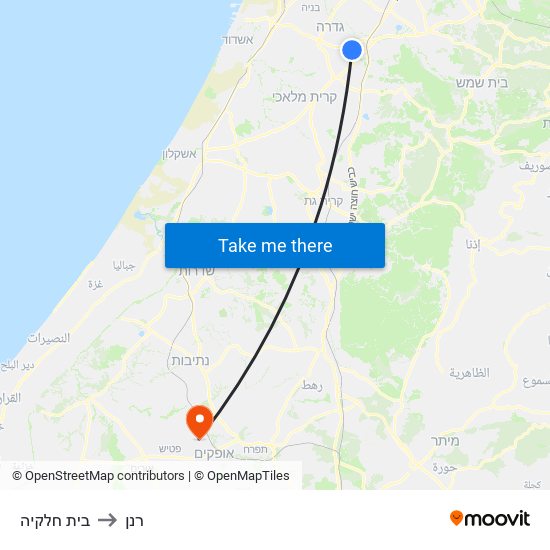 בית חלקיה to רנן map