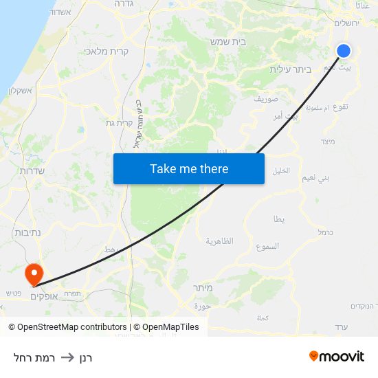 רמת רחל to רנן map