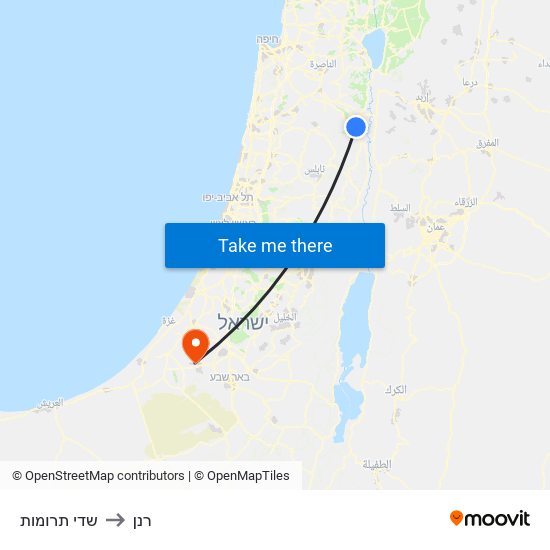 שדי תרומות to רנן map