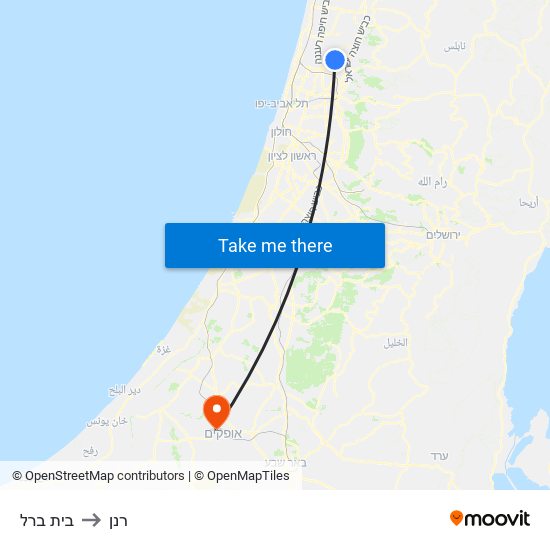בית ברל to רנן map
