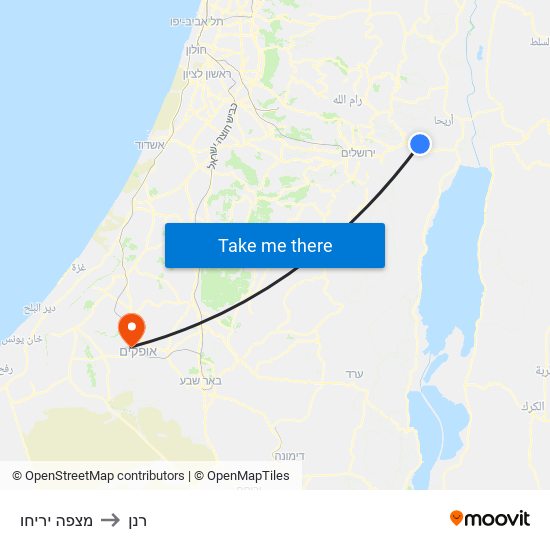 מצפה יריחו to רנן map