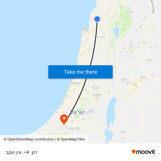 עין יעקב to רנן map