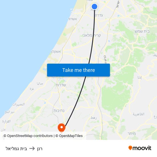 בית גמליאל to רנן map