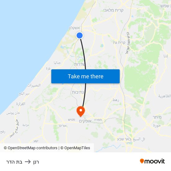 בת הדר to רנן map