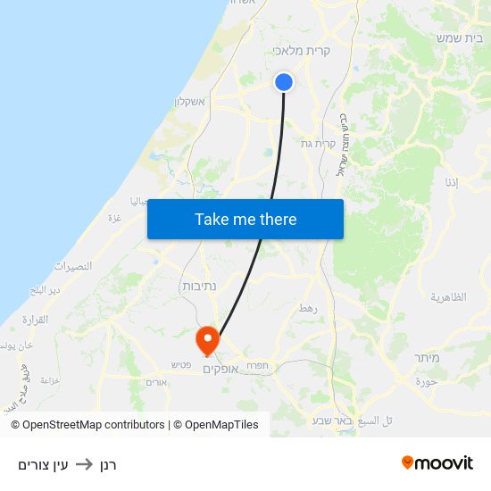 עין צורים to רנן map