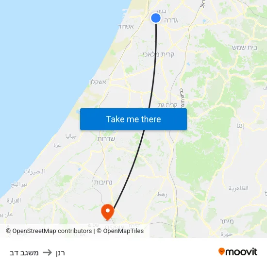 משגב דב to רנן map