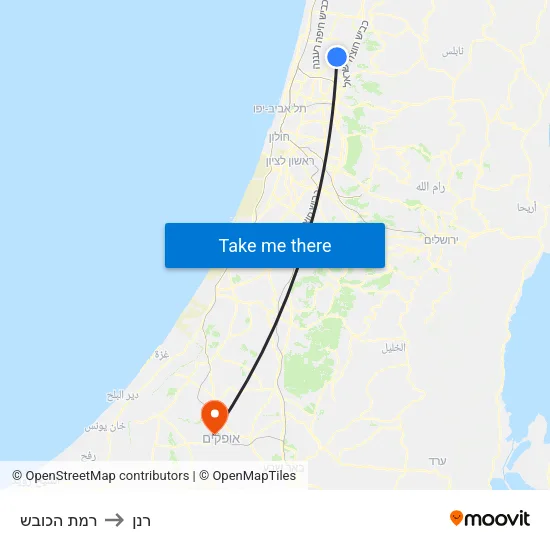 רמת הכובש to רנן map