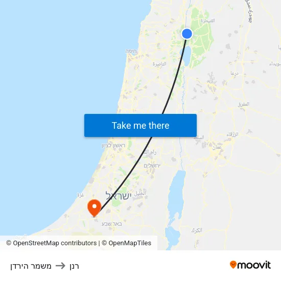 משמר הירדן to רנן map