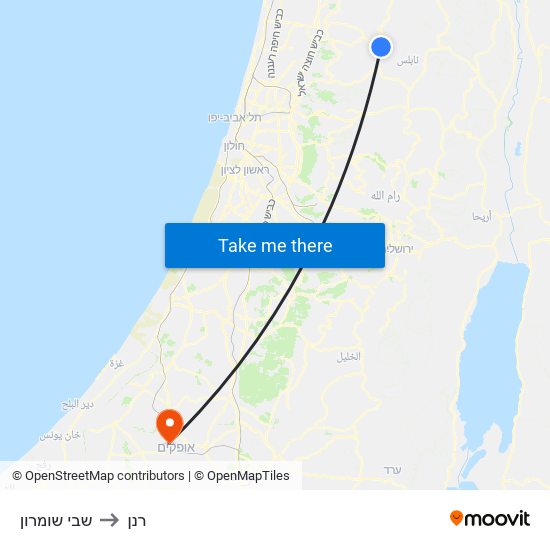 שבי שומרון to רנן map