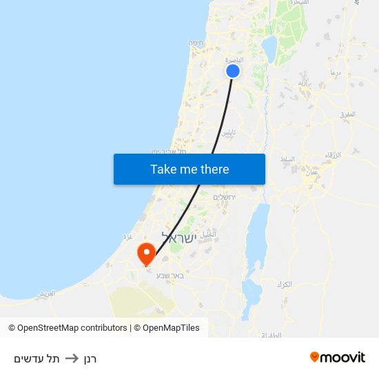 תל עדשים to רנן map