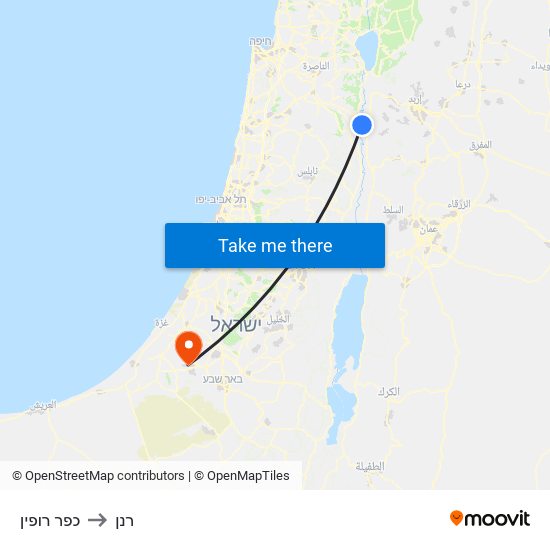 כפר רופין to רנן map