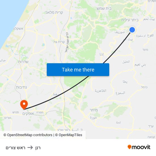 ראש צורים to רנן map