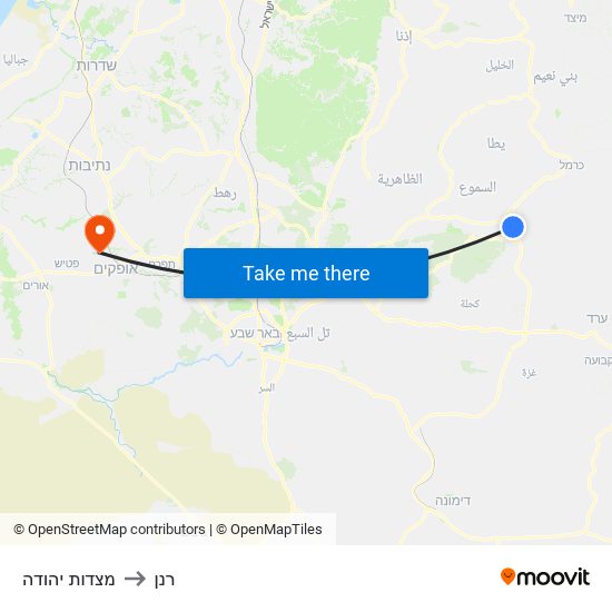 מצדות יהודה to רנן map