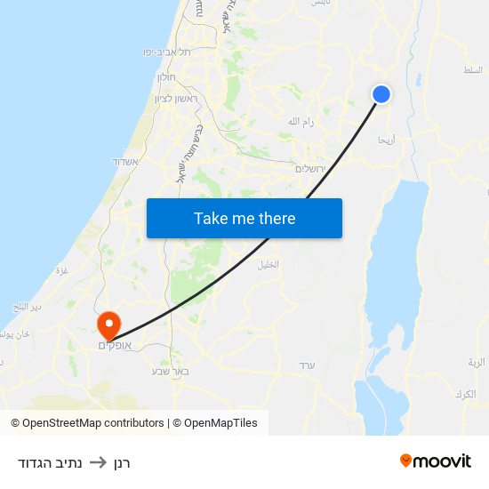 נתיב הגדוד to רנן map