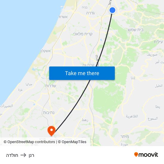 חולדה to רנן map