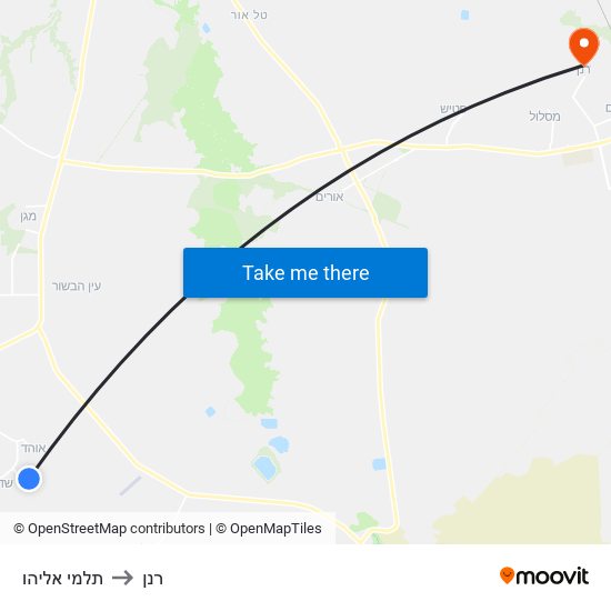 תלמי אליהו to רנן map