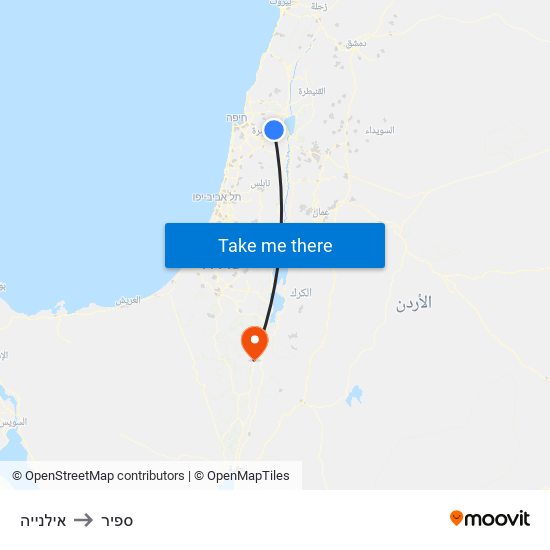 אילנייה to ספיר map