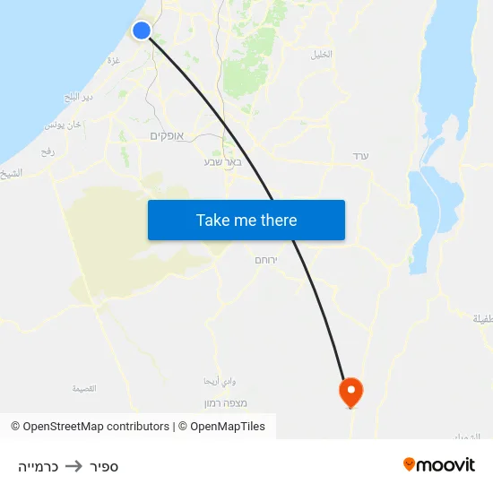 כרמייה to ספיר map