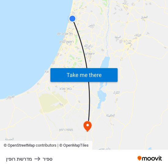 מדרשת רופין to ספיר map