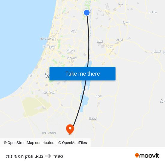 מ.א. עמק המעיינות to ספיר map