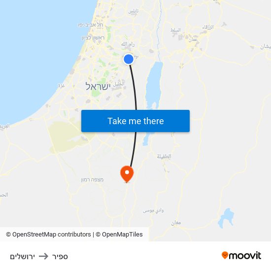 ירושלים to ספיר map