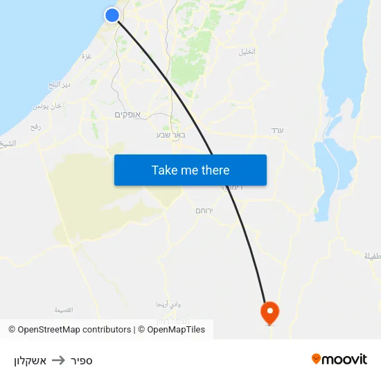 אשקלון to ספיר map