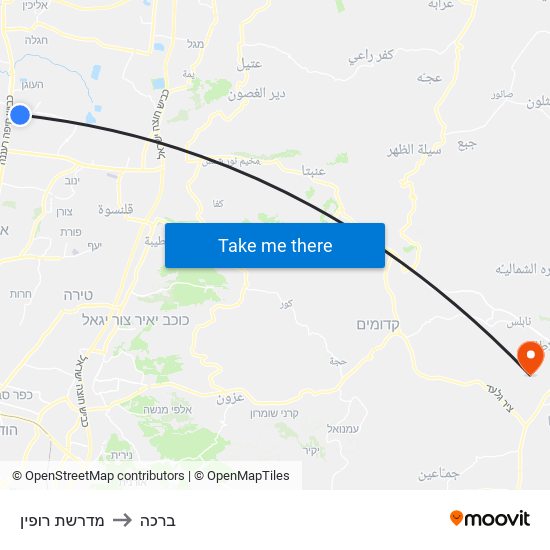 מדרשת רופין to ברכה map