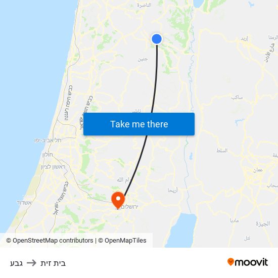 גבע to בית זית map