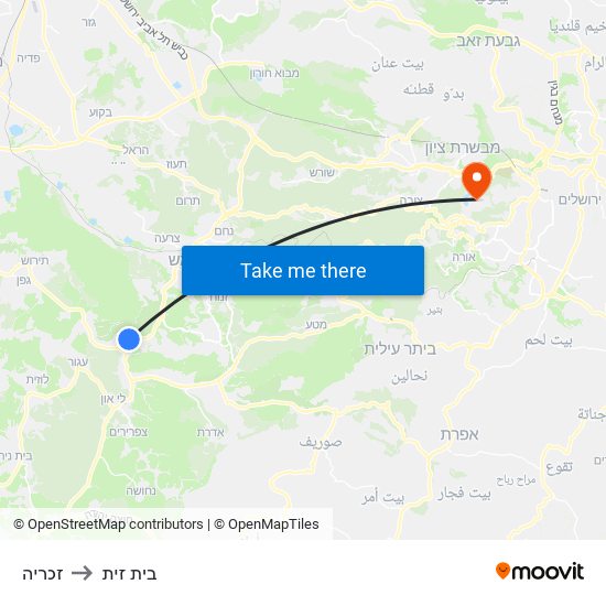 זכריה to בית זית map