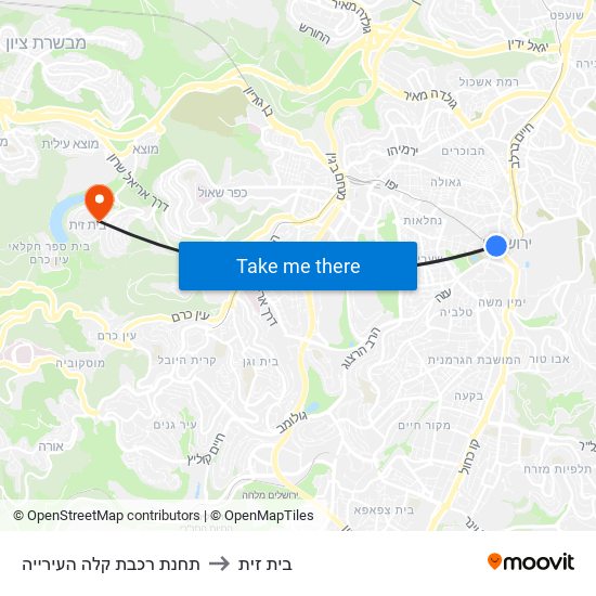 תחנת רכבת קלה העירייה to בית זית map